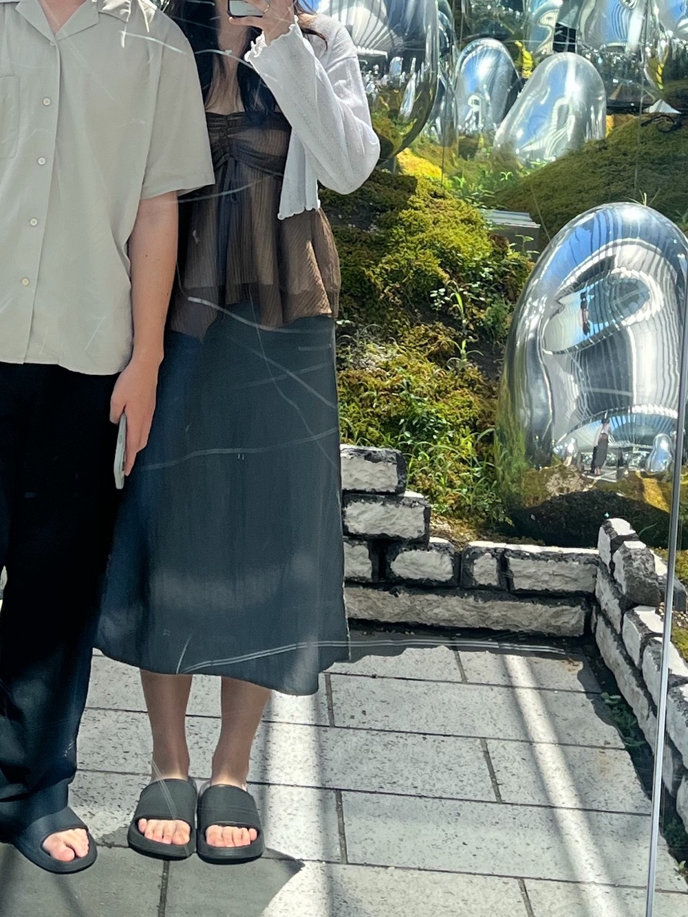 Grey Parachute Skirt with Side Tie Slit Design